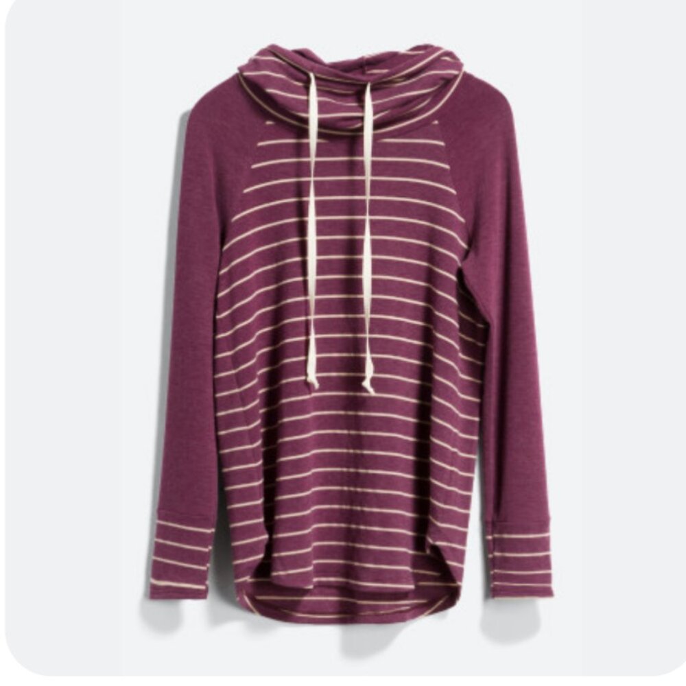 PINK CLOVER Sybill Cowl Neck Knit Top, Size M, Dark Mauve